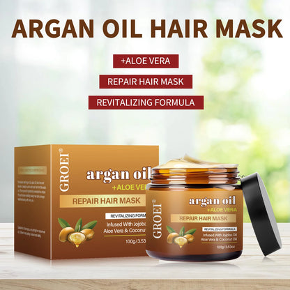 100G Argan Oil Hair Mask – Deep Repair and Hydration Treatment Restores Strength, Shine, and Elasticity for All Hair Types