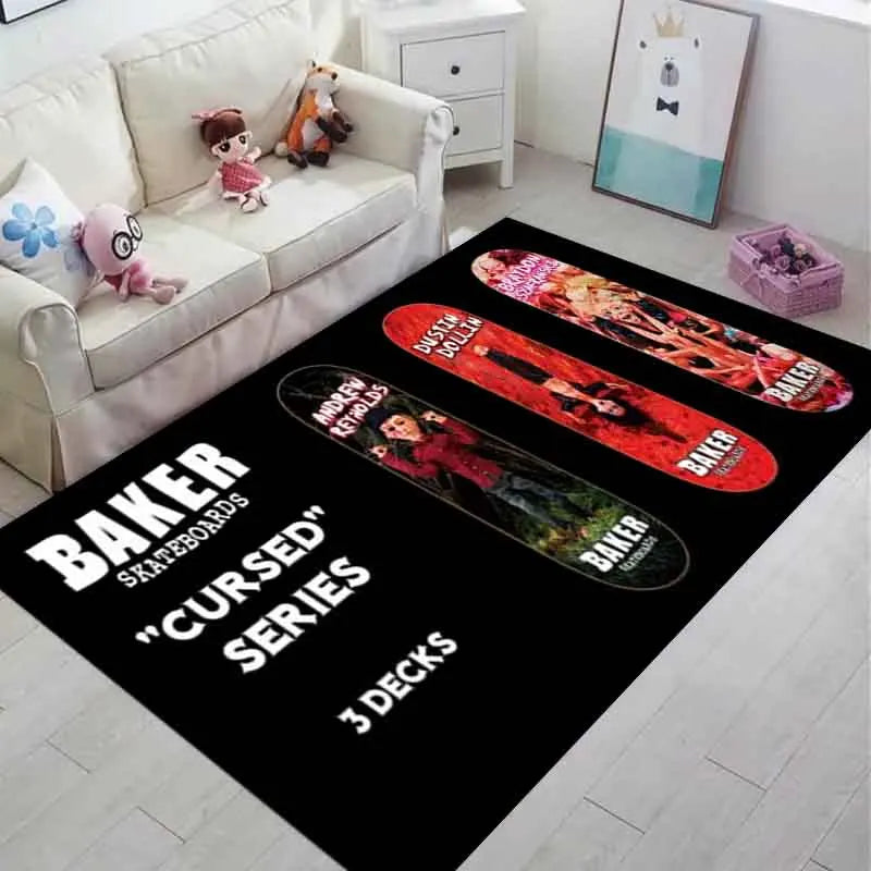 B-BAKERS Printed skateboards carpets Non-slip Multi Function Living Room Rugs Entrance Floor mat Home Kitchen Hallway Decor