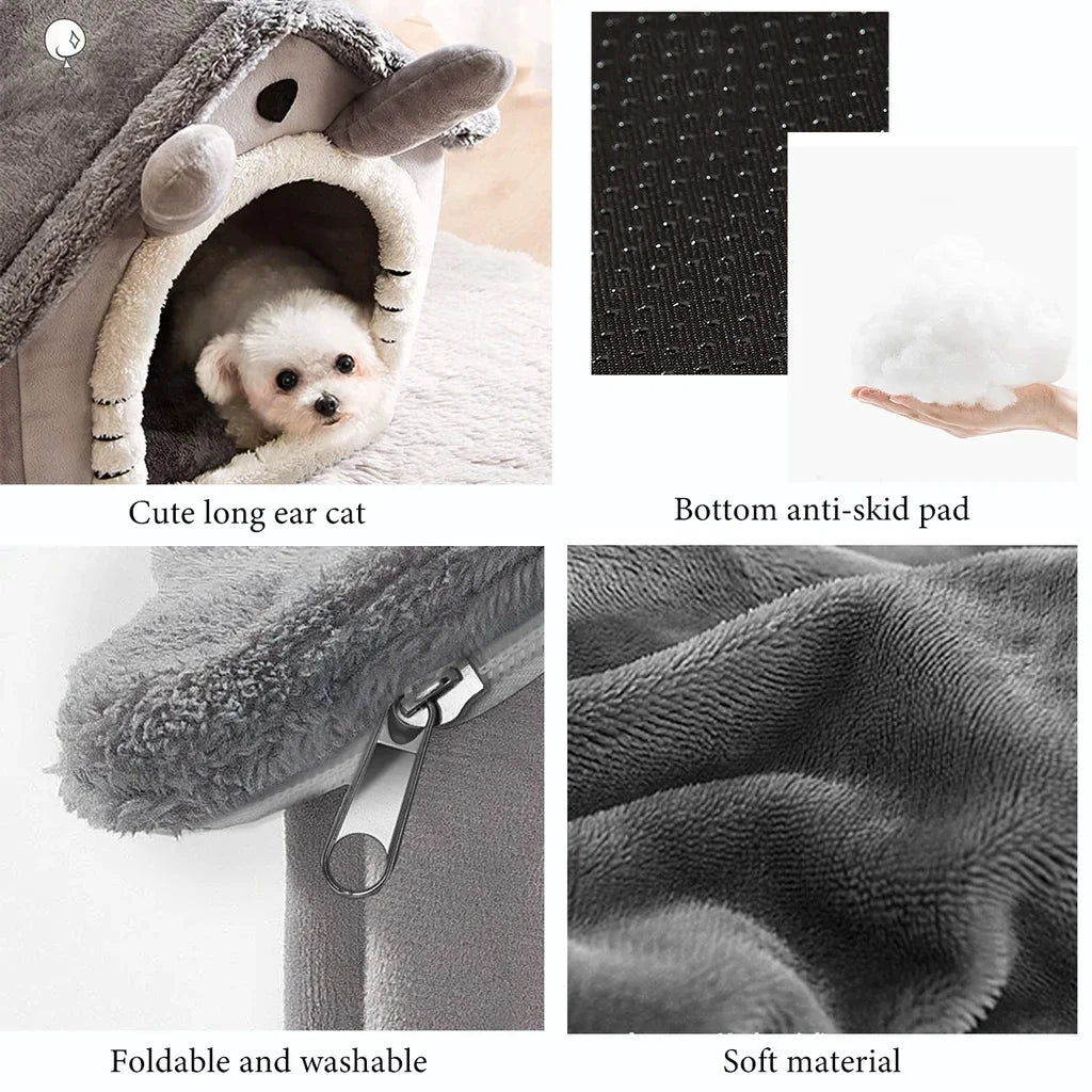 Winter Folding Pet House Kennels for Small to Medium Dogs And Cats Beds Maternity Puppy Baskets Soft Cozy Warm Shelter Mat Pet