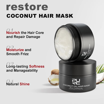 PURC Argan Oil + Coconut Oil Hair Mask Nourishing Smoothing Repair Damaged Hair Shine Soft Hair Treatment Hair Care
