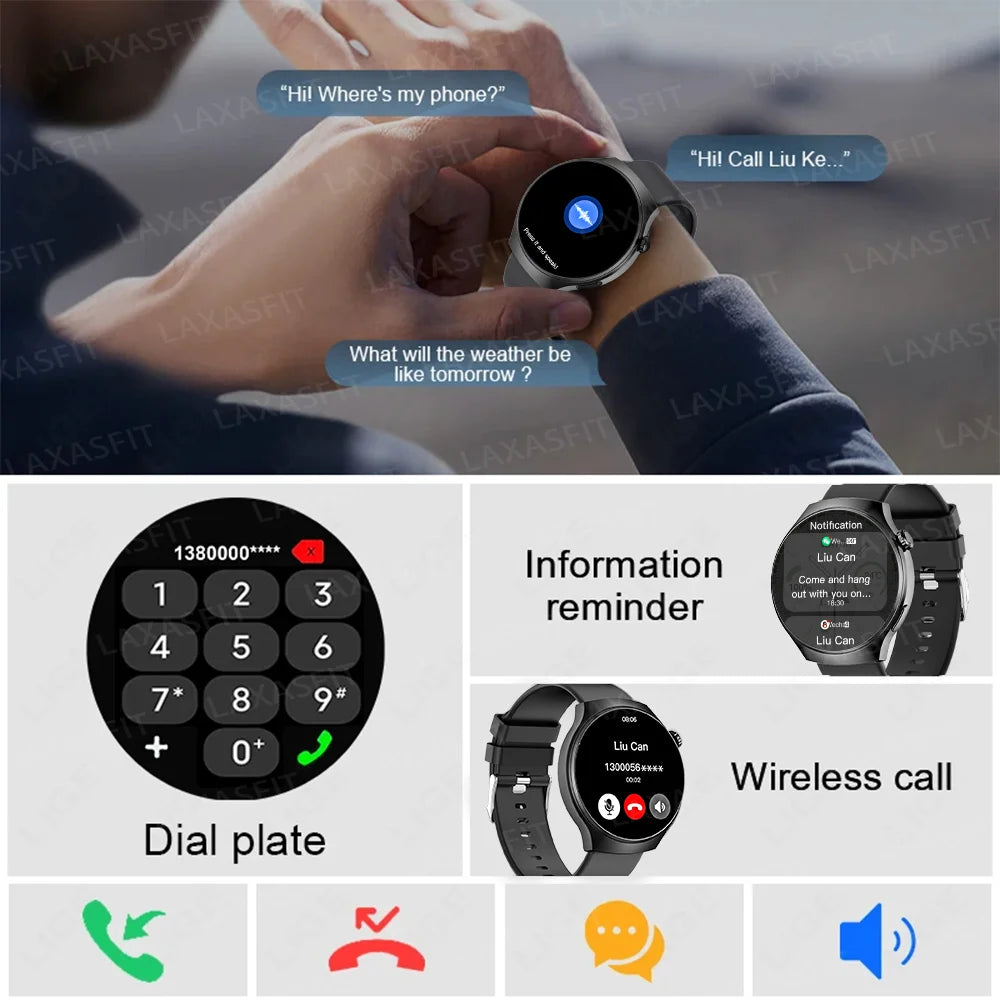 LAXASFIT 2026 New Smartwatch 1.52-inch HD Display Wireless Charging Bluetooth Calling Men's Sports Smart Watch