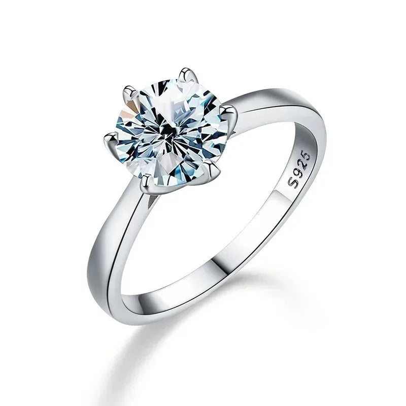 0.5-2CT Classic Real Moissanite Diamond Wedding Rings For Women Gift Real 925 Sterling Silver Top Quality Fine Jewelry