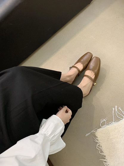 Soft Leather 2025 Ins Silver Buckle Strap Casual Shoes Fashion Flats Elegant Glitter Metallic Mules Shoes Cover Toe Slippers