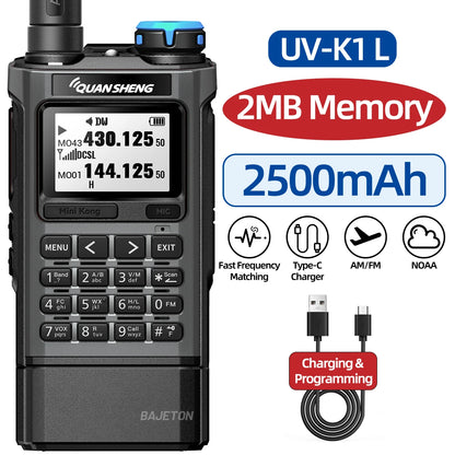 Quansheng UV-K1 Mini Walkie Talkie AM/FM Multi-Band Wireless Copy Frequency Long Range Type-C Charger For Camping UVK5 K6