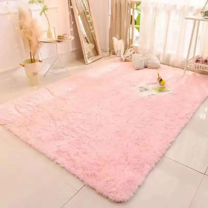 VIKAMA Soft Fluffy Plush Tie-Dye Carpet Gradient Long Fine Hairs Fabric Bedside Mat Rug For Girl's Bedroom Home Decor Girl‘s Gif