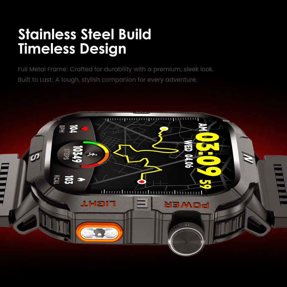 2026 New Outdoor Military Men's Smartwatch Is Equipped With GPS LED Lighting, A Compass, Wireless Communication, IP68 Waterproof