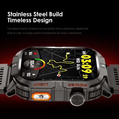 2026 New Outdoor Military Men's Smartwatch Is Equipped With GPS LED Lighting, A Compass, Wireless Communication, IP68 Waterproof