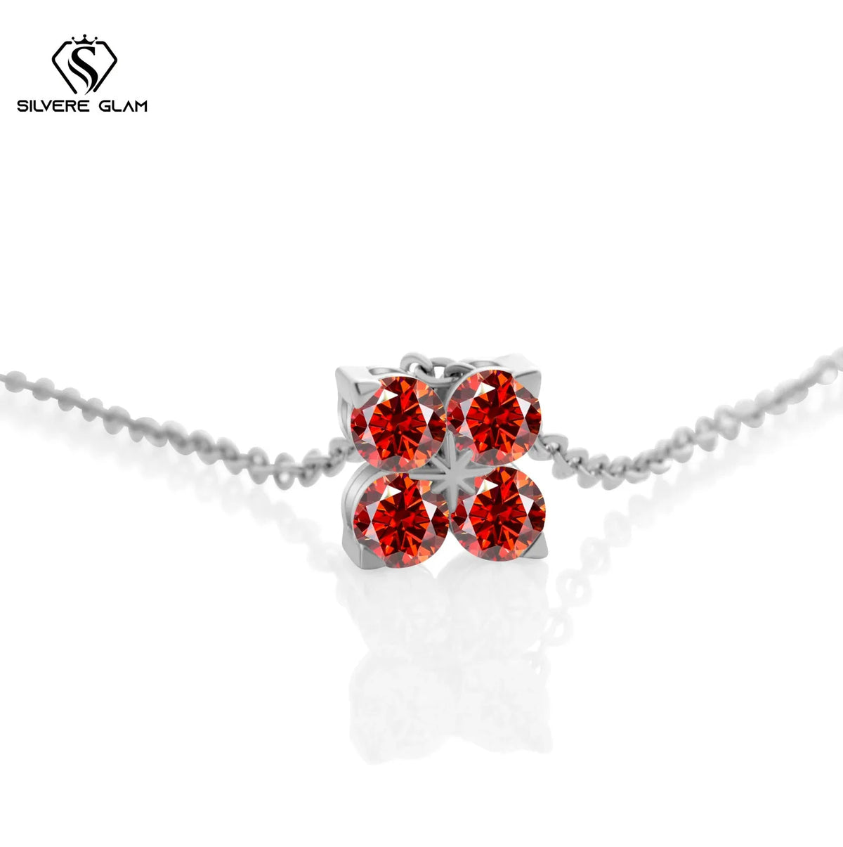 Classic Four Leaf 925 Sterling Silver 0.4CT D Color Moissanite Silver Necklace Chain For Women Fine Jewelry Gift Birthday Party