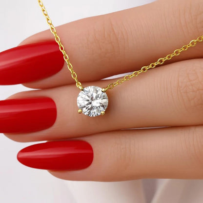 Rrjzz 0.5-5CT Moissanite Pendant Necklace for Women Solitaire D Color Round Cut Lab Imitation Diamond GRA Certified Necklaces