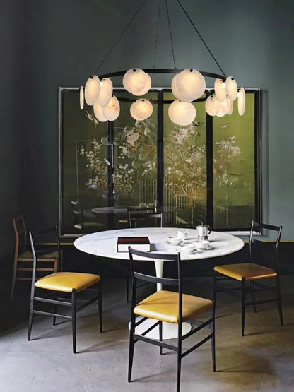 2026 Natural Marble Pieces LED Chandelier Lustre Alabaster Pendant Light Suspension Luminaire Lampen For Foyer Dinning Room