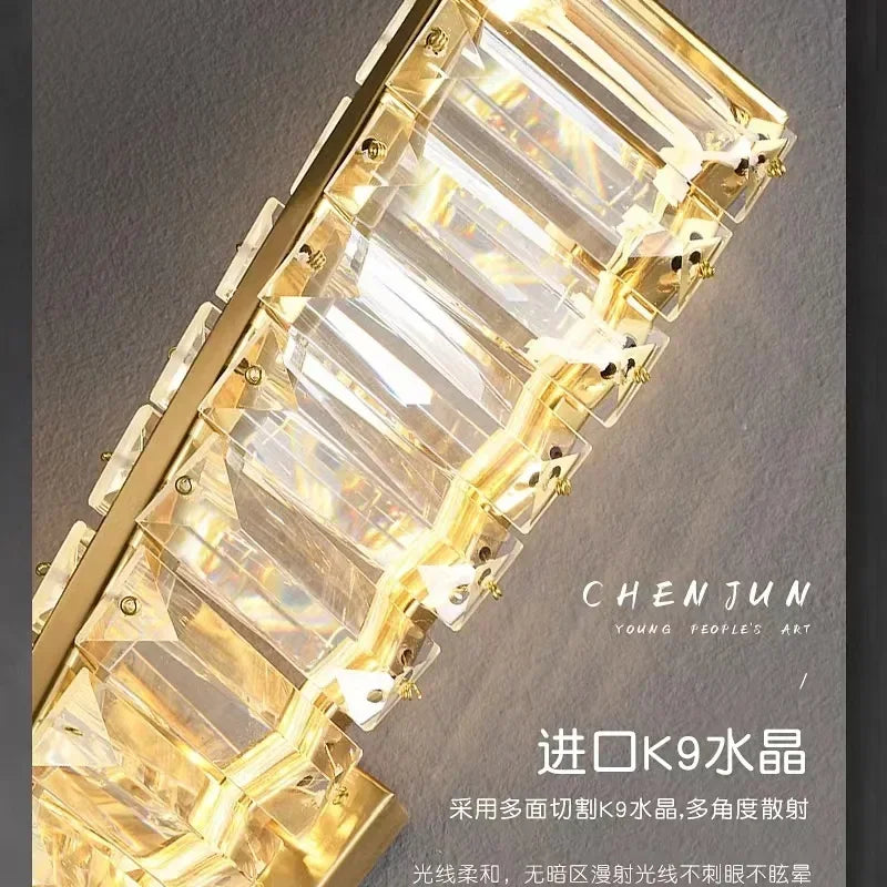Luxury Crystal Gold Metal Wall Lamp Modern Creative Irregular LED Wall Light Villa Hotel Corridor Bedside Decor Lighting Fixture