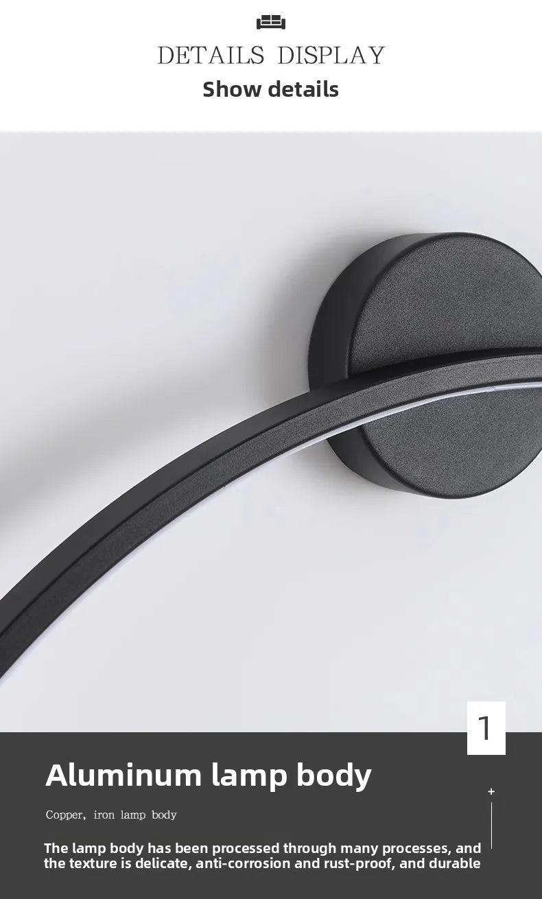 Minimalist LED Circle Background Wall Lamp Home Indoor Decor Wall Sconces Living Room Hall Hotel Wall Lights Bedside Light Black