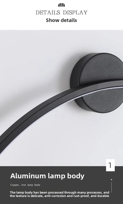 Minimalist LED Circle Background Wall Lamp Home Indoor Decor Wall Sconces Living Room Hall Hotel Wall Lights Bedside Light Black