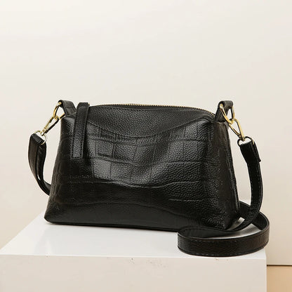 100% Genuine Cowhide Crocod Pattern Luxury Shoulder Bags For Women Designer Solid Color Soft Crossbody Bag Handbags Purses Sac
