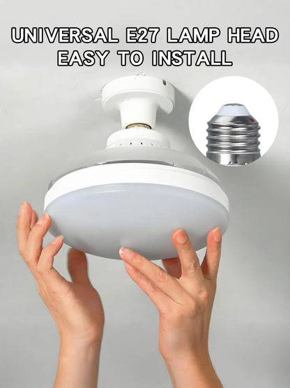 Three-Color Dimming LED E27 Ceiling Fan Lights with Remote Control Silent Dimmable Invisible Fan Light for Living Room Bedroom