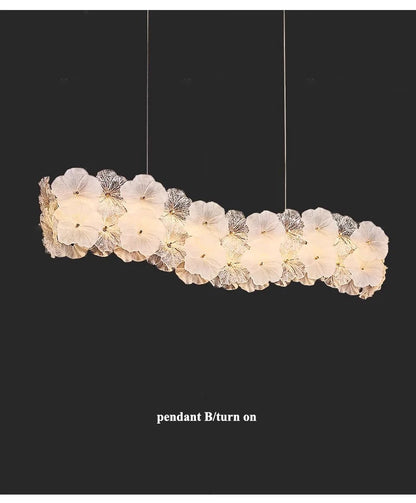 Modern Lustre Glass Flower Led Chandeliers Lighting Living Dining Room Pendant Lights Home Decor Bedroom Hanging Lamp Luminaire
