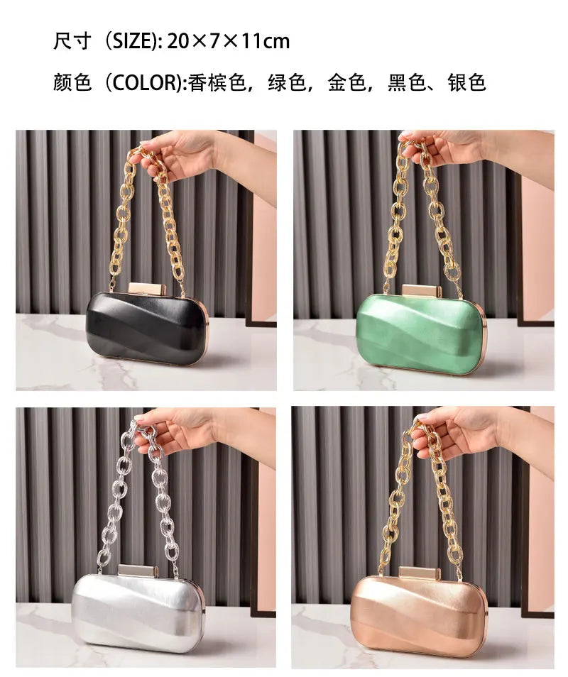 Golden Bag Ladies Oval Designer Luxury Handbags Irregular Dress Purse Fashion Buckle Party Women's Clutch Brand Cross Body Bag