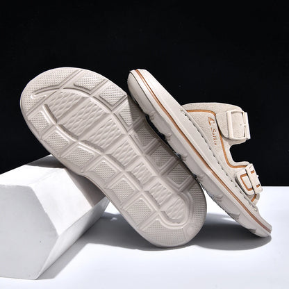 Leisure Men's Slides Outdoor Man Sandals Summer Outdoor Slippers with Adjustable Buckle Beach Shoes Vacation Wading Aqua Shoes