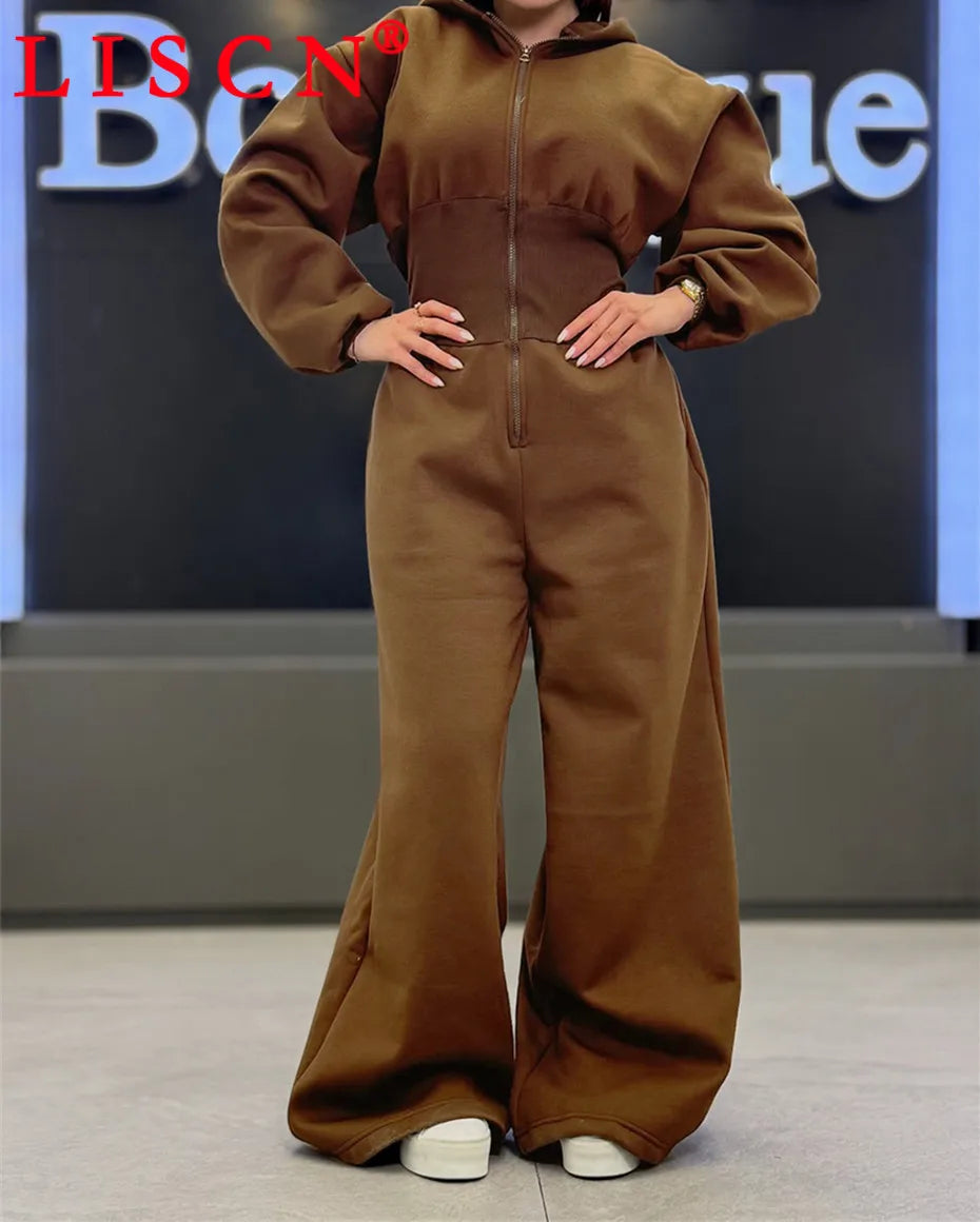 5 Bulk Items Wholesale Lots Rompers Womens Jumpsuits Long Sleeve Hooded Slim Solid Casual Y2k Clothing Street K16131