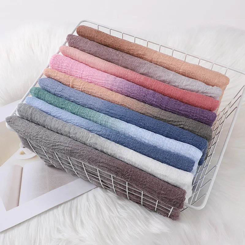 180*90cm Gradient Cotton Linen Women Muslim Hijab Scarf Woman Islamic Arab Shawl Wrap Head Scarves Ready To Wear Headscarf