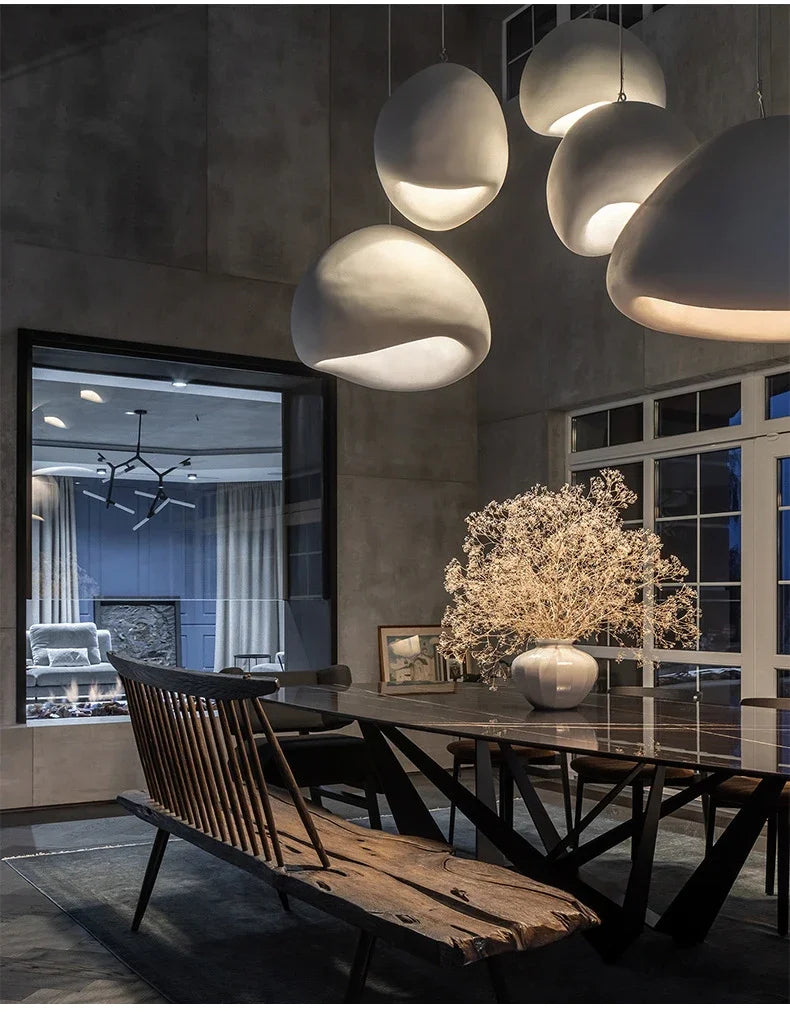 Nordic Minimalist Wabi-Sabi E27 LED Pendant Lights Modern Ceiling Chandelier For Dining Room Bedroom Bar Loft Home Hanging Lamp