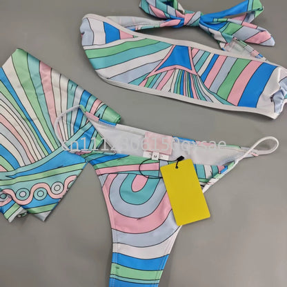 Classic Design Women's Headband Swimsuits with Letter Signature Logo Designer Brand Lady Sexy Scarf Swimsuits Beachwear