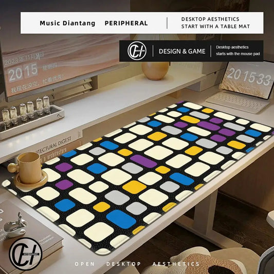 HYBXAXC Mid Century Mouse Pad Retro Tile Pattern XL Mouse Pad Modern Workspace Cute HD Desk Extended Gaming Keyboard Mats Gamer