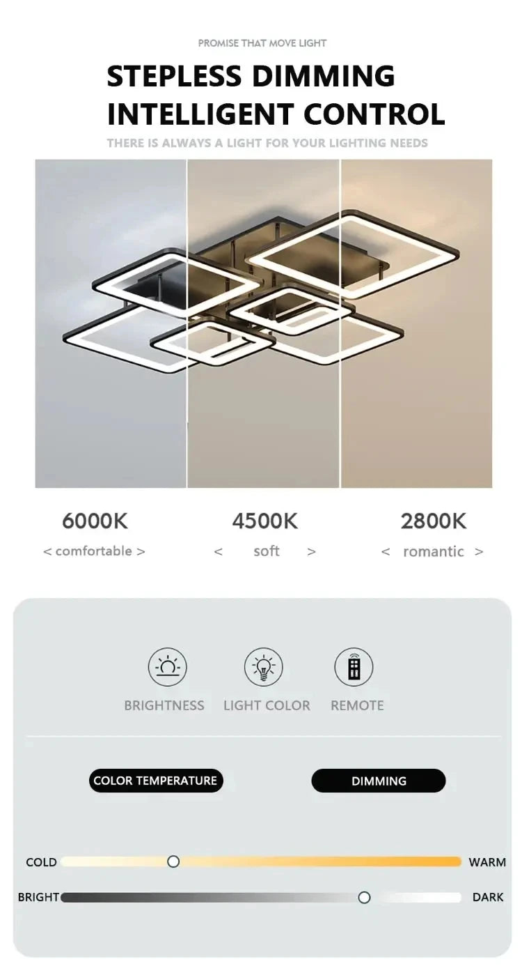 Creative Grid LED Ceiling Light Luxury Villa Hall Black Living Room Decor Dining Room Ceiling Chandelier Home Lustre Fixture