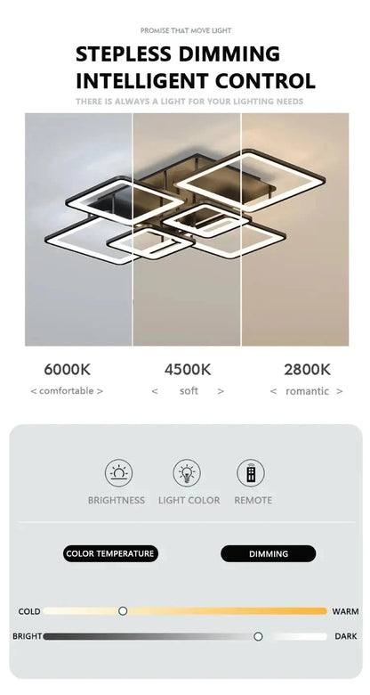 Creative Grid LED Ceiling Light Luxury Villa Hall Black Living Room Decor Dining Room Ceiling Chandelier Home Lustre Fixture