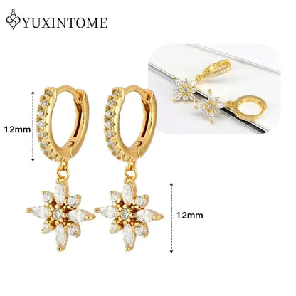 Women's 925 Sterling Silver Ear Needle Crystal Zircon Water Droplets Stud Hoop Gold Huggie Earrings Premium Luxury Party Jewelry