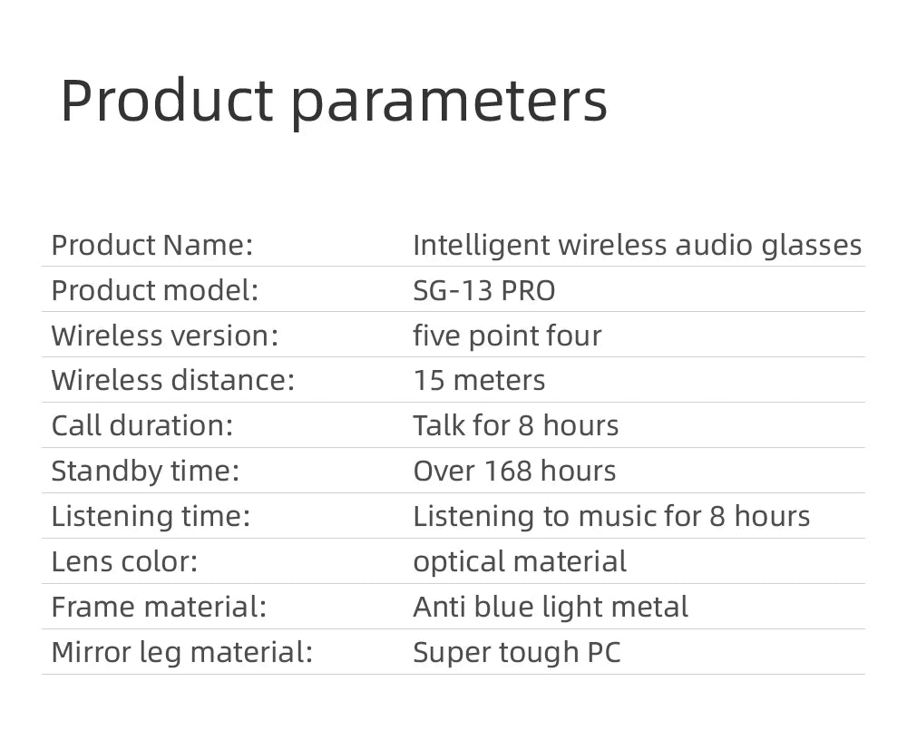 Smart Wireless Bluetooth Glasses Fashion Anti-Blue Light Glasses Multi-functional Music Playback Phone Answering Touch Operation