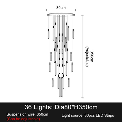 Modern Staircase LED Chandeliers Luxury Living Room Lighting Duplex Attic Home Decoration Restaurant Bright Ceiling Chandeliers