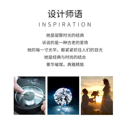 Women's Fashion High-End PT950 Platinum Ring, Luxury Inlaid 2CT Moissanite, White Moonlight Light Luxury Style