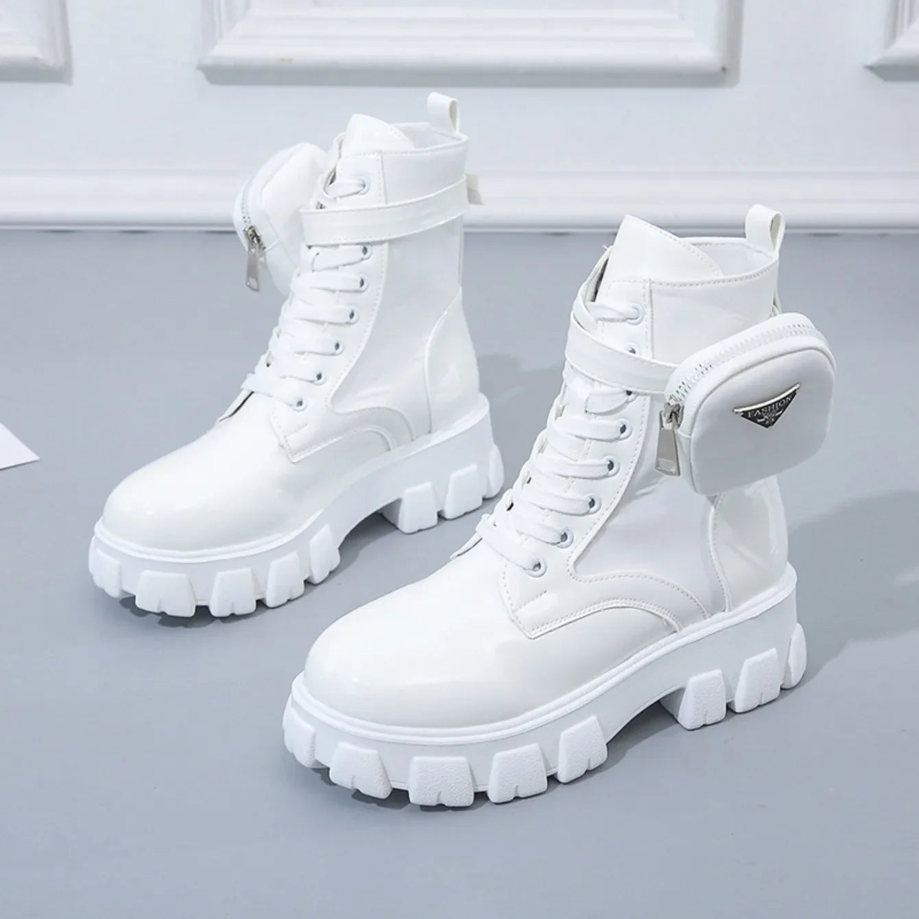 Platform New Women Boots Motorcycle Shoes Woman Leather Minimalist Classic Punk Female Goth Shoes Casual Boots Women Mary Jane