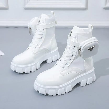 Platform New Women Boots Motorcycle Shoes Woman Leather Minimalist Classic Punk Female Goth Shoes Casual Boots Women Mary Jane