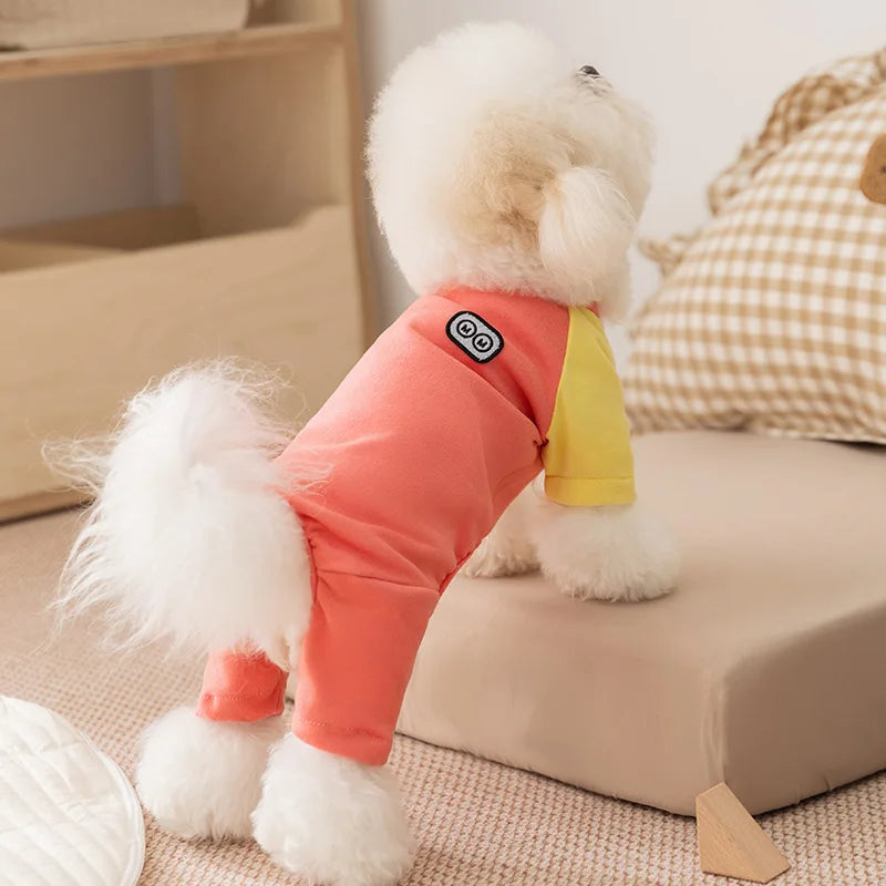 Autumn Winter Warm Dog Clothes Four-legged Color-blocking Dog Sweatshirt Soft Skin-friendly Pet Clothes for Dog Cat Pet Supplies