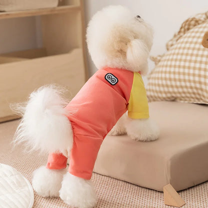 Autumn Winter Warm Dog Clothes Four-legged Color-blocking Dog Sweatshirt Soft Skin-friendly Pet Clothes for Dog Cat Pet Supplies