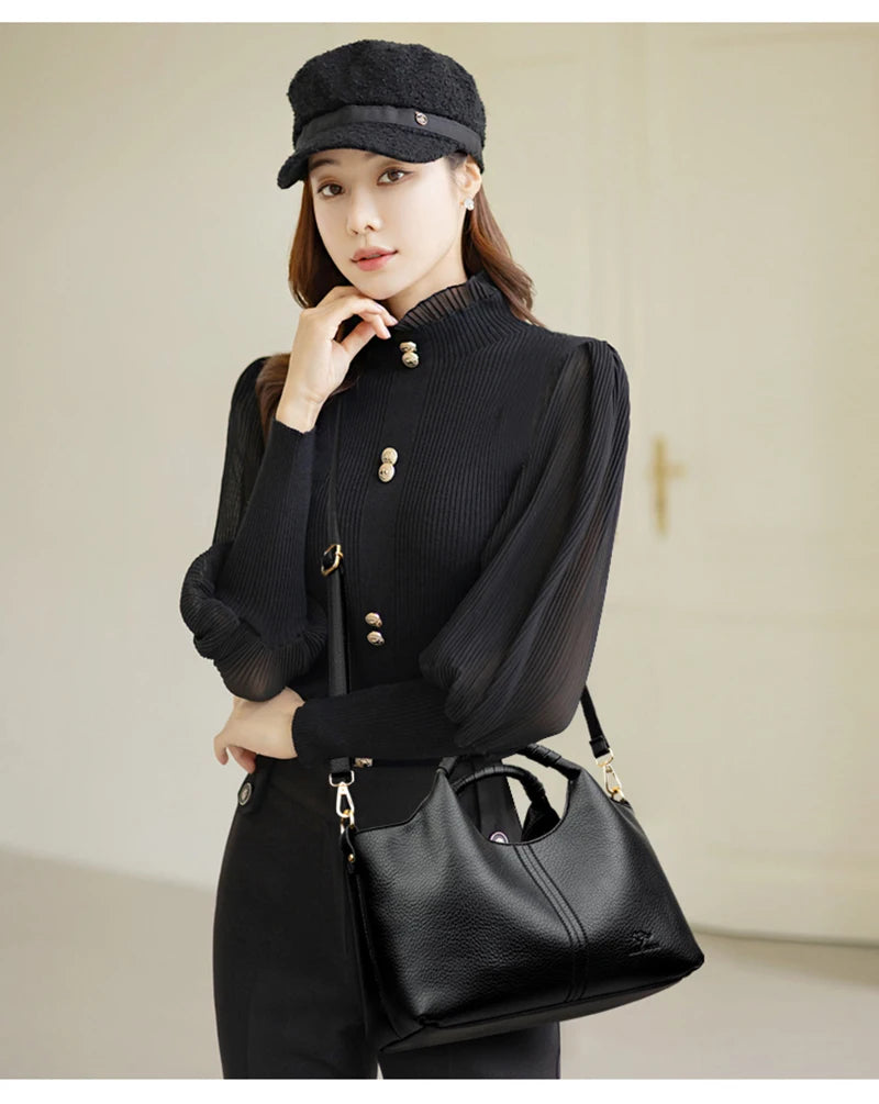 Authentic Leather Tote Bag Luxury Large Capacity Women's Single Shoulder Diagonal Crossbody Bags Fashion Simple Female Handbag