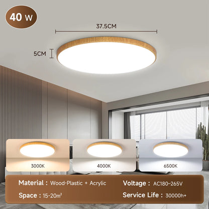 Wood Grain Ceiling Lamp Led Indoor Bathroom Lamps 220V Panel Led Kitchen Lighting for Living Room Waterproof IP44 Ceiling Lights