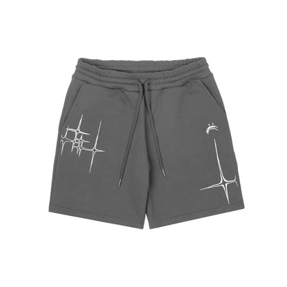 Harajuku Streetwear Men's Shorts Lyrical Graphic Print Oversized Jorts Baggy Y2k Unisex Clothing Korean Fashion Short Pants Goth