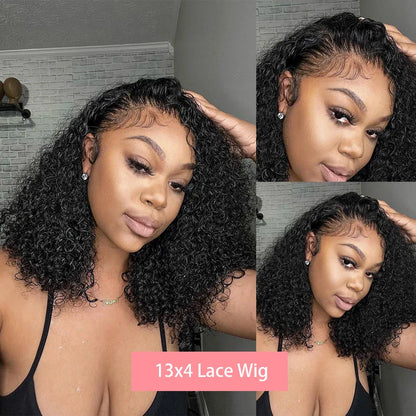 Loose Deep Wave Short Bob 13x4 HD Lace Front Wigs Brazilian 100% Human Hair Curly 4x4 Transparent Lace Frontal Wig 12 14 16 Inch