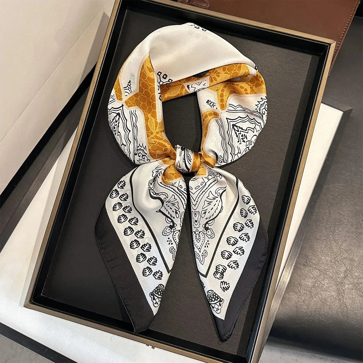 2025 New Paisley Print Silk Scarf for Women Square Hijab Soft Neck Tie Female Fashion Decoration Silk Headscarf 70*70cm Kerchief