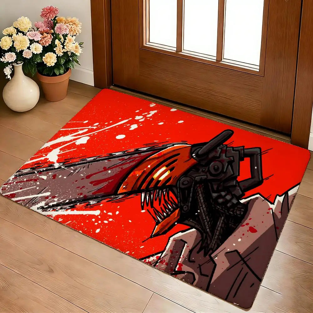 C-Chainsaw Man Floor Mat Cozy Flannel Soft Thick Non-Slip Mat for Living Room Bedroom Kitchen Decor Rugs