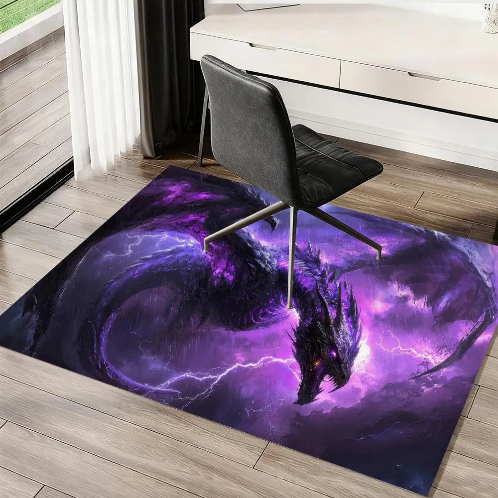 Fierce Red Dragon Floor Mat Flannel Rugs Soft Winter Warmth Floor Mat Thickened Non-Slip for Living Room Home Door Mat