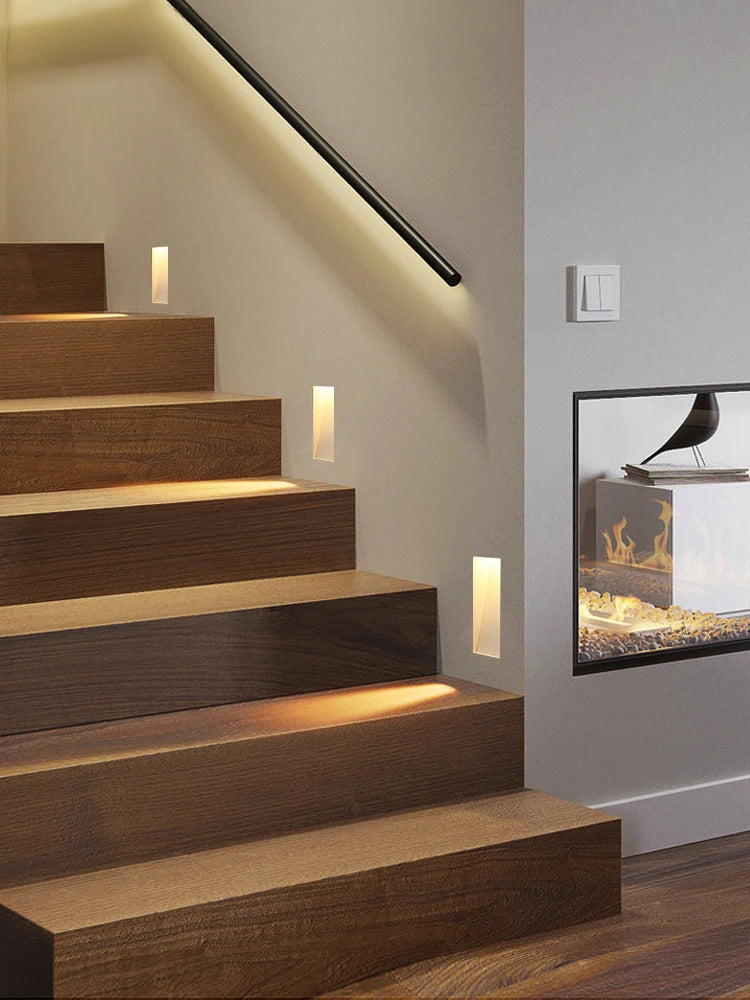 SCON Recessed Step Light LED Rectangle Skirting Wall Light Invisible Stair Lights Indoor Trimless Design For Hallway Stairway
