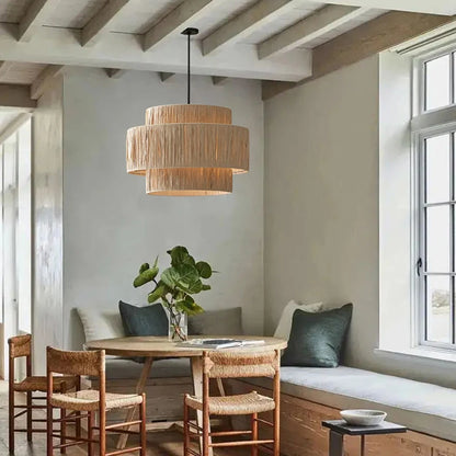 Golden Editions Designer Chandelier woven Rattan Straw Pendant Lights large Rattan lighting suspension wabi sabi Restaurant lamp