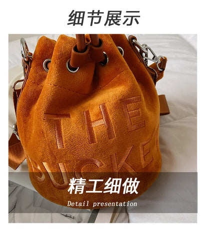 New Fashion Women's Bucket Bag Trend Brand Personality Plush Shoulder Bag High-end Elegant Crossbody Bag Designer Luxury Handbag