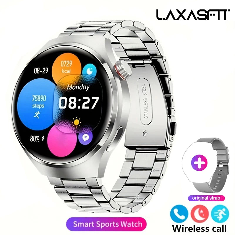 LAXASFIT 1.52" HD Smart Watch Game Dial Dynamic Dial Bluetooth Call Voice Assistant Fitness Tracker Wireless Charging