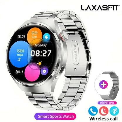 LAXASFIT 1.52" HD Smart Watch Game Dial Dynamic Dial Bluetooth Call Voice Assistant Fitness Tracker Wireless Charging