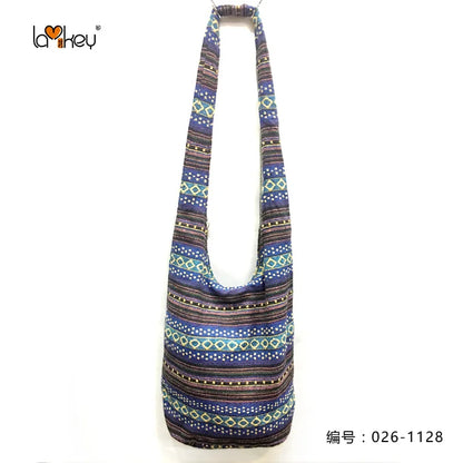 Bohemian Boho Crossbody Bag Women's Bucket Shoulder Bags Ladies Ethnic Canvas Casual Shopping Travel Messenger Bag Hippie Tote